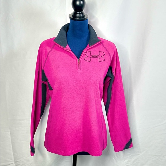 EUC Under Armour Pink/Purple Fleece 1/2 Zip Running Pullover Sweater - Picture 3 of 15